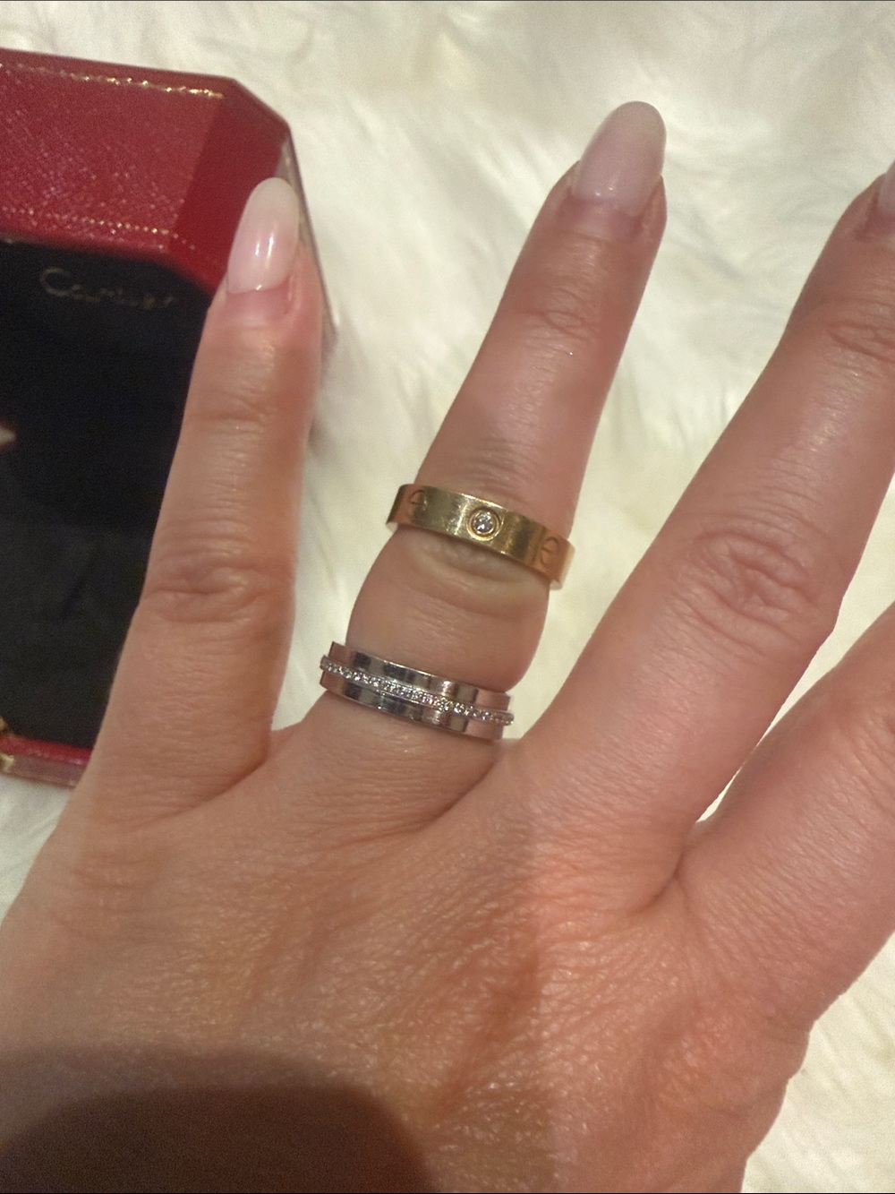 Ladies Cartier Gold Love Ring with Diamond - Picture 2 of 10